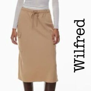 Wilfred Muse Cargo Tan Midi Skirt Size Medium